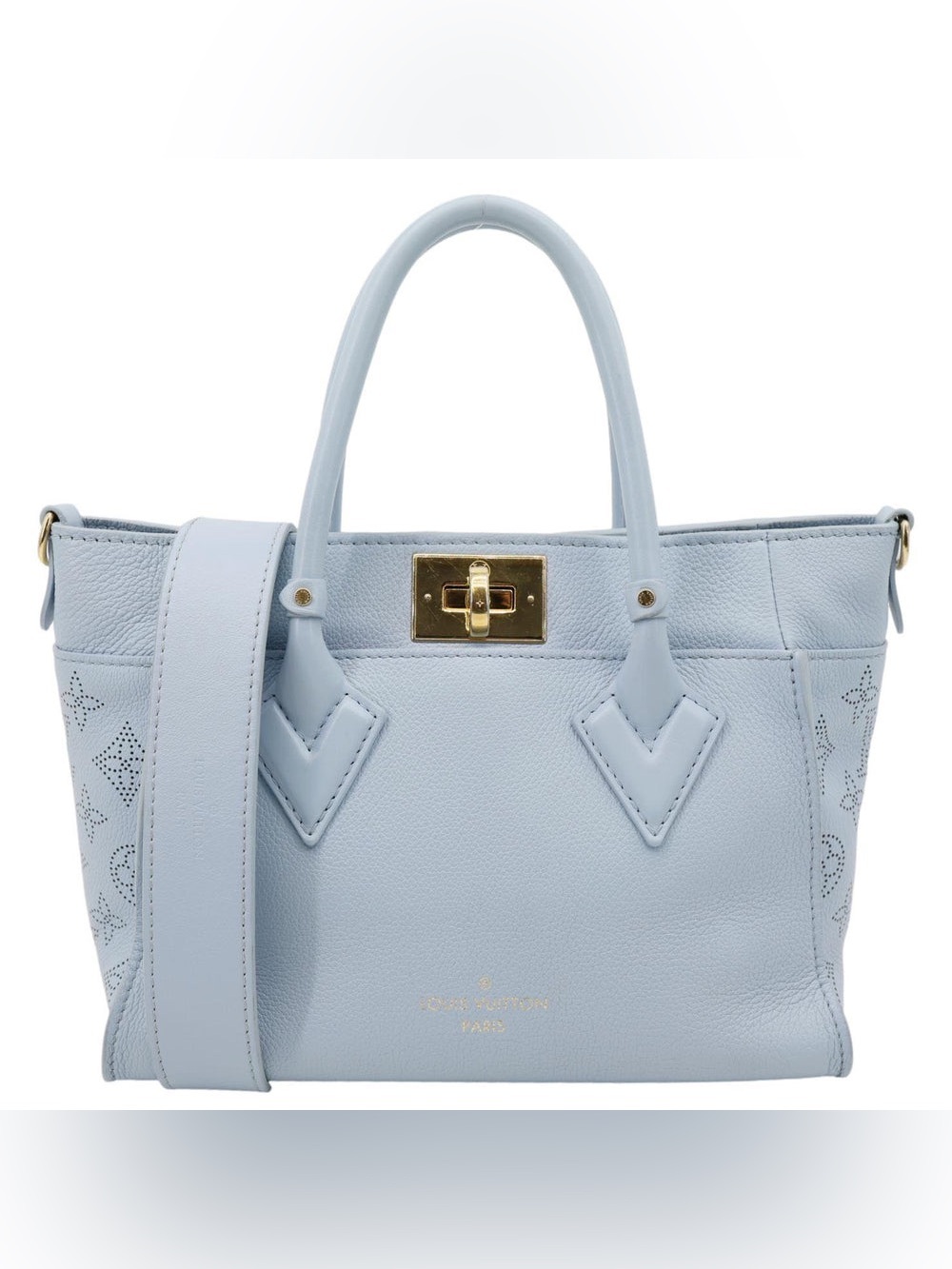 LOUIS VUITTON On My Side PM Monogram Mahina Leather Shoulder Bag Blue